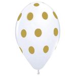 12 Μπαλόνι άσπρο με χρυσό πουά