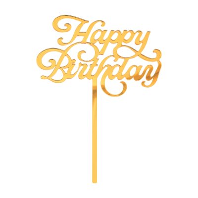 Χρυσό Topper τούρτας Happy Birthday