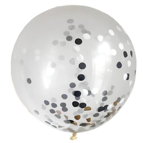 Διάφανο μπαλόνι με Aσημί κομφετί 3 μεγέθη