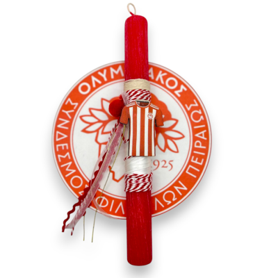 Λαμπάδα Ολυμπιακός Αρωματική με Ξύλινο Κάδρο