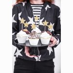 Λευκό Περιτύλιγμα για cupcakes με χρυσή λεπτομέρεια 6 τεμ