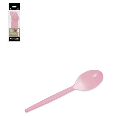 Πλαστικά Κουτάλια Πάρτυ Baby Pink 15 τεμ