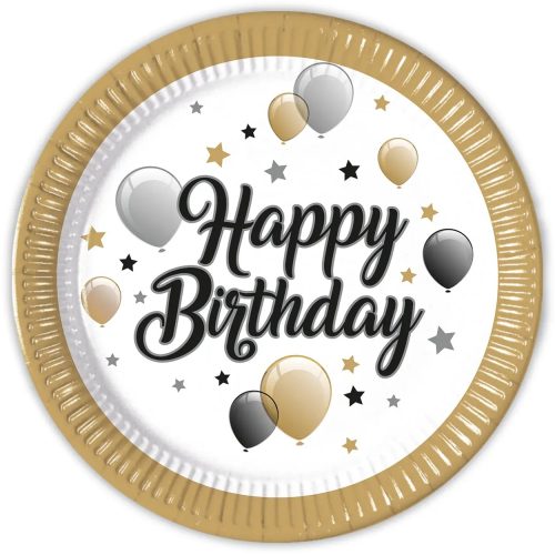 Πιάτα Happy Birthday Χρυσό 8 τεμ