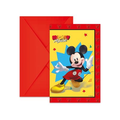 Προσκλήσεις πάρτυ Mickey με φάκελο 6 τεμ