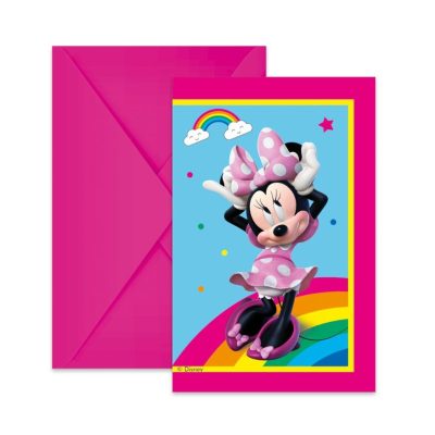 Προσκλήσεις πάρτυ Minnie με φάκελο 6 τεμ