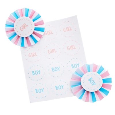 Σετ Αυτοκόλλητα & Κονκάρδες για Gender Reveal 18 τεμ