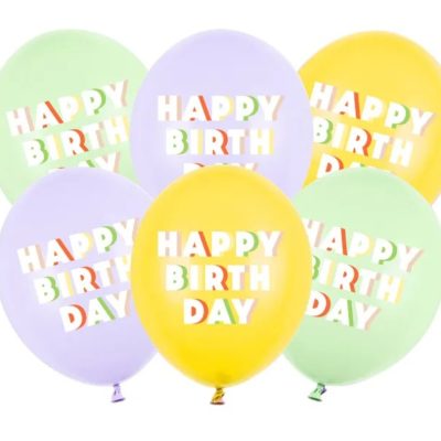 Σετ μπαλόνια παστέλ Happy Birthday 6τεμ.