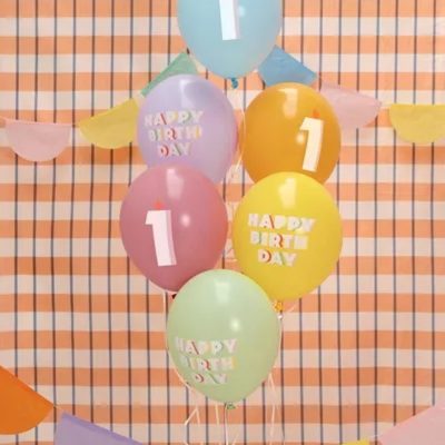 Σετ μπαλόνια παστέλ Happy Birthday No 1