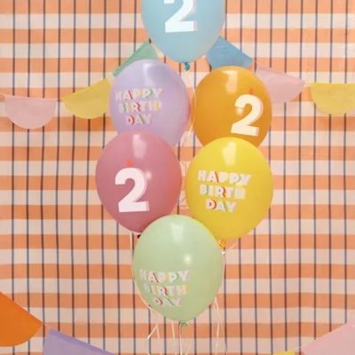 Σετ μπαλόνια παστέλ Happy Birthday No 2