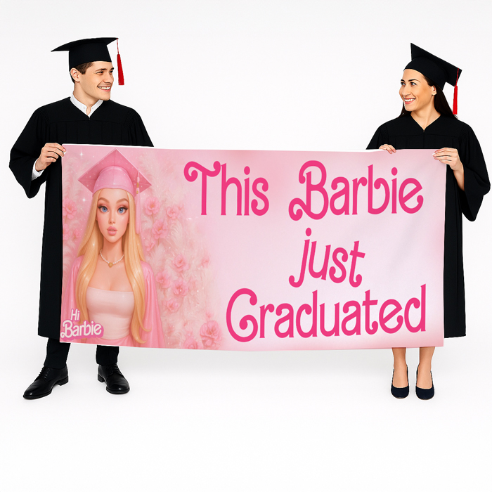Πανό Αποφοίτησης - Barbie με φωτογραφία Πανό Αποφοίτησης - Barbie με φωτογραφία