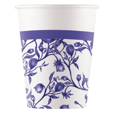 Χάρτινα Ποτήρια Blue Porcelain 8 τεμ