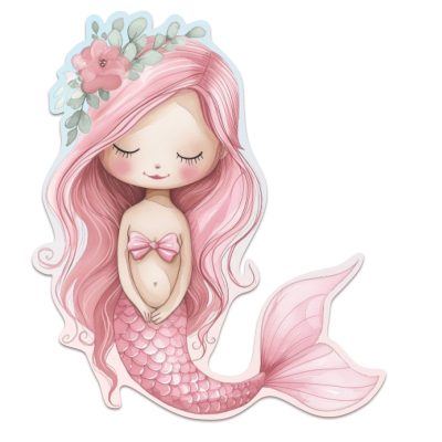 Διακοσμητική ξύλινη φιγούρα Ροζ Γοργόνα