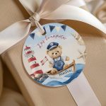 Ευχαριστήριο καρτελάκι Ναυτικό Αρκουδάκι- Στρογγυλό