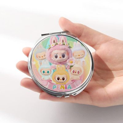 Καθρεφτάκι LABUBU Ασημί Στρογγυλό