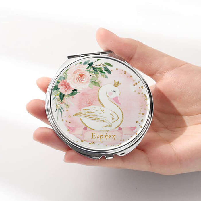 Καθρεφτάκι Κύκνος Ασημί Στρογγυλό Καθρεφτάκι Κύκνος Ασημί Στρογγυλό