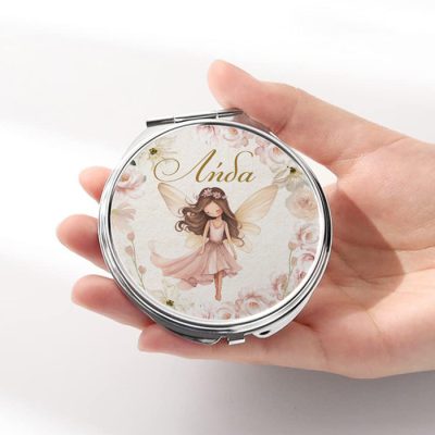 Καθρεφτάκι Νεραϊδοχώρα Ασημί Στρογγυλό