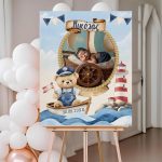 Καμβάς Βάπτισης Με Φωτογραφία - Ναυτικό Αρκουδάκι