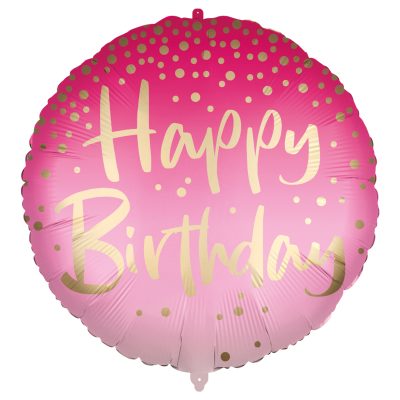 18'' Μπαλόνι Happy Birthday Όμπρε Ροζ