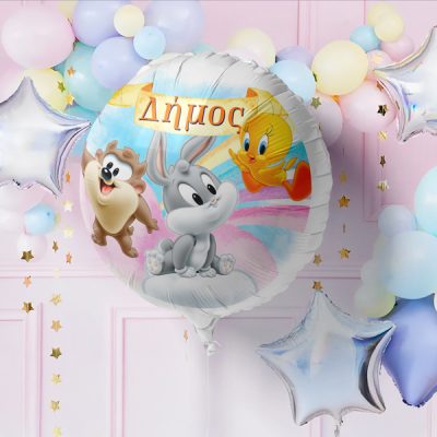 18 Μπαλόνι Foil Tυπωμένο Baby Looney Tunes Στρογγυλό-1