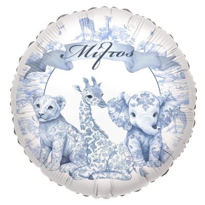 18 Μπαλόνι Foil Tυπωμένο Blue Toile Ζώς Της Ζούγκλας Στρογγυλό