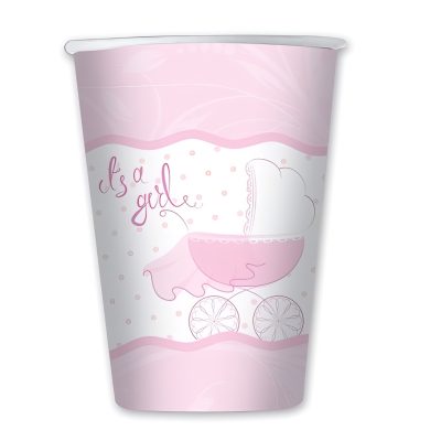 Χάρτινα Ποτήρια - Καροτσάκι It's A Girl  8 τεμ