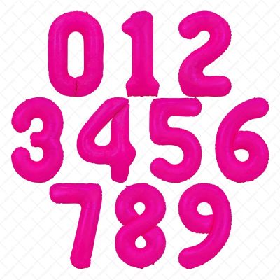 Neon Μπαλόνια Αριθμοί Φούξια 86 cm - 34