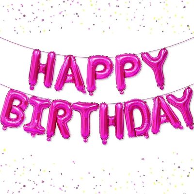 Μπαλόνια Happy Birthday Φούξια 13 τεμ