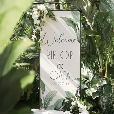 Υφασμάτινη Αφίσα Γάμου - Botanical 1,30m -1