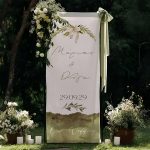 Υφασμάτινη Αφίσα Γάμου - Κλαδί Ελιάς με Φιόγκο 1,30m