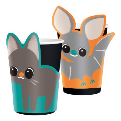 3D Halloween Ποτήρια - Γάτα και Νυχτερίδα 8 τεμ