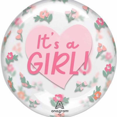 22' Διάφανο Μπαλόνι ORBZ ''It's A Girl'' Φλοράλ