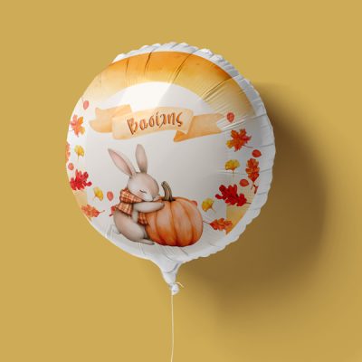 18" Μπαλόνι Foil Tυπωμένο Στρογγυλό Κολοκύθα με Λαγουδάκι