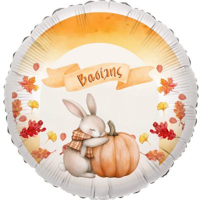 18" Μπαλόνι Foil Tυπωμένο Στρογγυλό Κολοκύθα με Λαγουδάκι