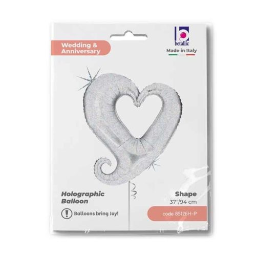 37 Μπαλόνι Καρδιά ασημί που ιριδίζει