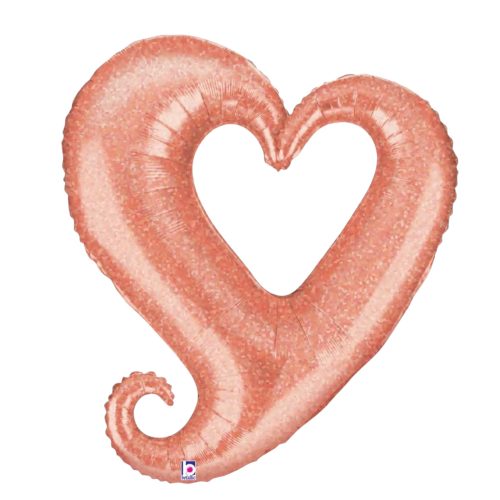 37 Μπαλόνι Καρδιά ροζ-χρυσό που ιριδίζει