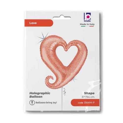37 Μπαλόνι Καρδιά ροζ-χρυσό που ιριδίζει