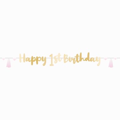 Γιρλάντα Happy 1st Birthday ροζ Ombre 180cm