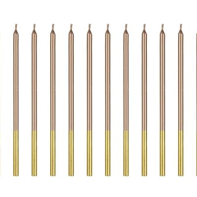 Ψηλά Κεράκια τούρτας Ροζ-Χρυσό 12 τεμ