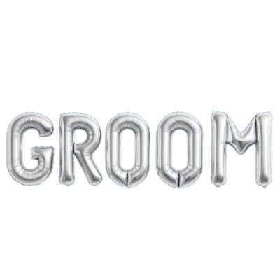 Τεράστια Ασημί Μπαλόνια Groom