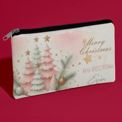 Χριστουγεννιάτικο Τσαντάκι - Ροζ Δεντράκια με Ευχές