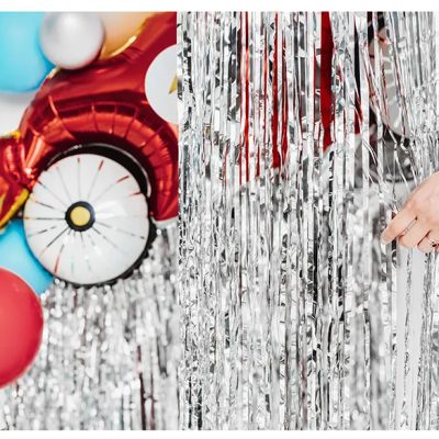 Ασημί Κουρτίνα Πάρτυ 200x100cm