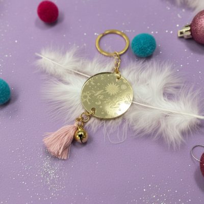 Χριστουγεννιάτικο Γούρι Mπρελόκ για Νονά ή Νονό – "Χρυσό Plexi Με Χάραξη"