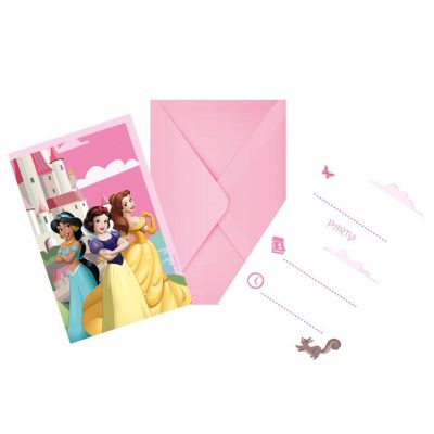 Προσκλήσεις πάρτυ Princess με φάκελο 6 τεμ