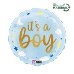 18 Μπαλόνι γέννησης It's A Boy Stars & Clouds