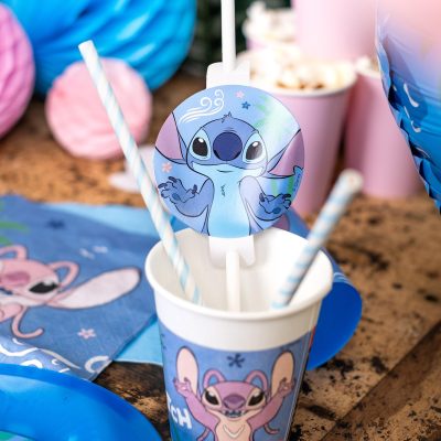 Χάρτινα καλαμάκια με φιγούρες Stitch 4 τεμ