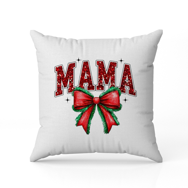 Μαξιλάρι Χριστουγεννιάτικο – Mama - Κόκκινος φιόγκος