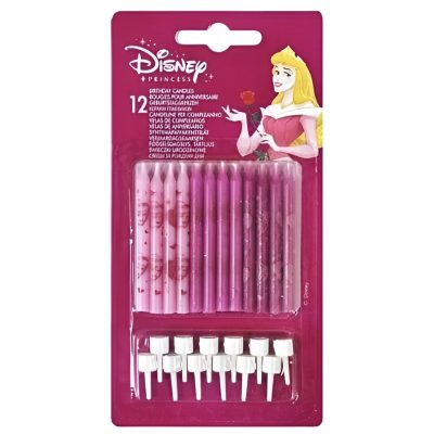 Ροζ Κεράκια τούρτας - Πριγκίπισσες Disney 12 τεμ