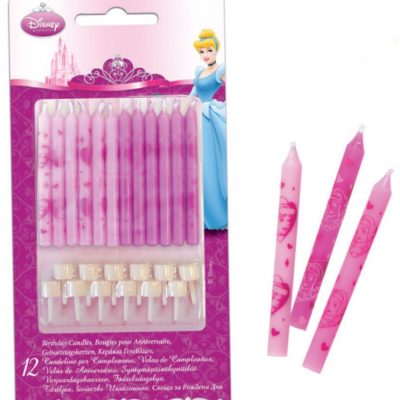 Ροζ Κεράκια τούρτας - Πριγκίπισσες Disney 12 τεμ