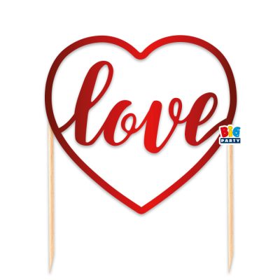 Topper Τούρτας κόκκινο - Love 16 x 20 cm