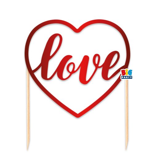 Topper Τούρτας κόκκινο - Love 16 x 20 cm